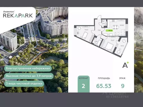 2-к кв. Ленинградская область, Всеволожский район, Заневское городское ...