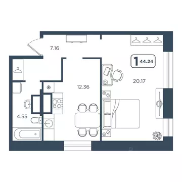 1-к кв. Тюменская область, Тюмень Мелиораторов мкр, ул. Голышева, 8А ...