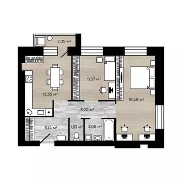 2-к кв. Ярославская область, Ярославский муниципальный округ, пос. ...