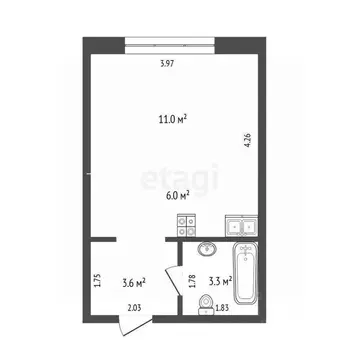 Студия Тюменская область, Тюмень Полевая ул., 117к4 (23.6 м)