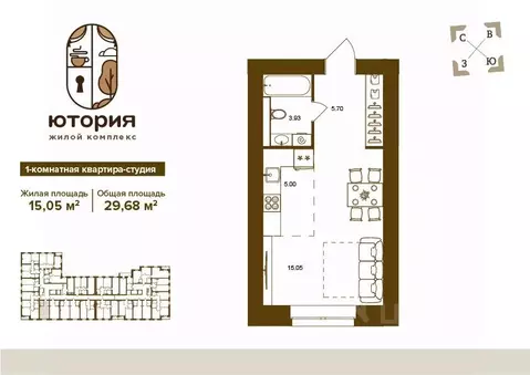 1-к кв. Брянская область, Брянск Степная ул., уч2Б (29.68 м)