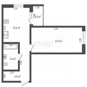 1-к кв. Краснодарский край, Анапа Парковая ул., 79к1 (42.4 м)