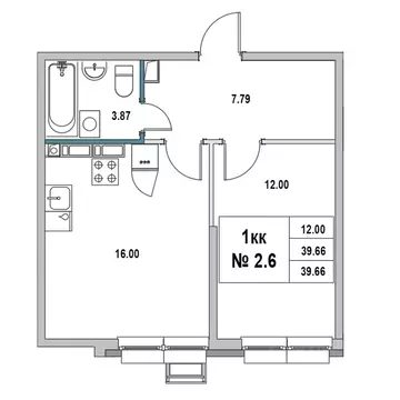 1-к кв. Ленинградская область, Выборг ул. 2-я Южная, 4 (39.66 м)