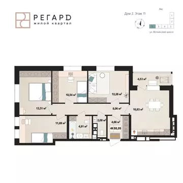 4-к кв. Удмуртия, Ижевск Воткинское ш., 61 (84.3 м)