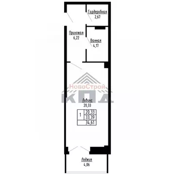 1-к кв. Омская область, Омск ул. Фрунзе (35.0 м)