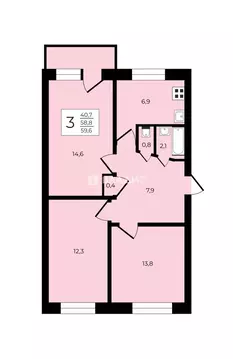 3-комнатная квартира: Муром, Кленовая улица, 1 (59.6 м)