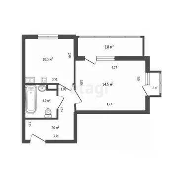 1-к кв. Санкт-Петербург Парашютная ул., 71к2 (36.0 м)