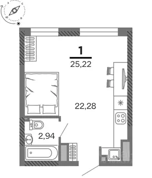 1-к кв. Рязанская область, Рязань Олимпийский городок мкр, 10 (25.22 ...