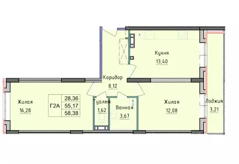 2-к кв. Ярославская область, Ярославль ул. Дядьковская, 48 (58.38 м)