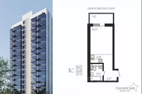 Студия Воронежская область, Воронеж Гвардейский пер., 21 (29.55 м)