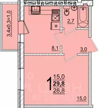 1-к кв. Адыгея, Тахтамукайский район, Яблоновский пгт ул. Тургеневское ...