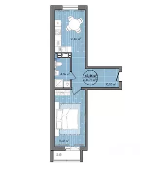 1-к кв. Челябинская область, Челябинск ул. Труда, 15 (49.11 м)