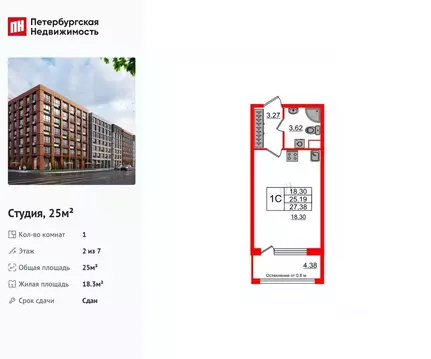 Студия Санкт-Петербург просп. Обуховской обороны, 36 (25.0 м)