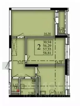 2-к кв. Башкортостан, Уфа Затон-Восточный жилрайон, Паруса жилой ...