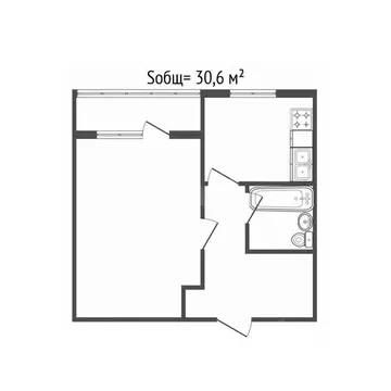 1-к кв. Брянская область, Брянск Красноармейская ул., 101В (30.6 м)
