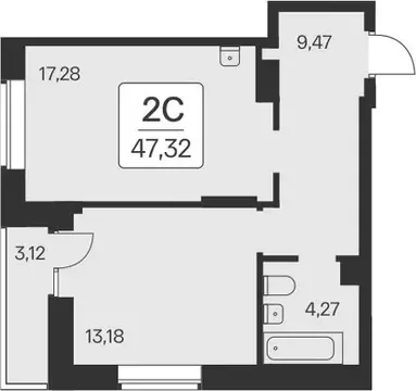 2-комнатная квартира: Новосибирск, квартал на Игарской (44.2 м)