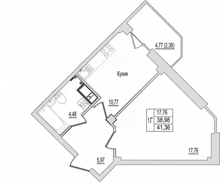 1-к кв. Псковская область, Псков Линейная ул., 87 (41.36 м)