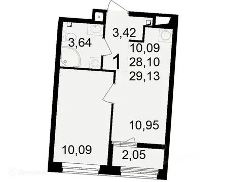 1-к кв. Рязанская область, Рязань Свобода жилой комплекс (29.13 м)