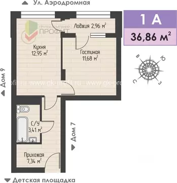 1-к кв. Татарстан, Набережные Челны ул. Жданова, 3 (36.86 м)