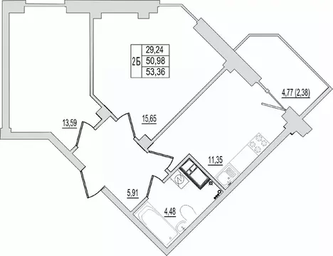 2-к кв. Псковская область, Псков Линейная ул., 87 (53.36 м)