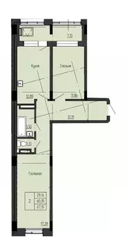 2-к кв. Саха (Якутия), Якутск ул. Чкалова, 39А (67.15 м)