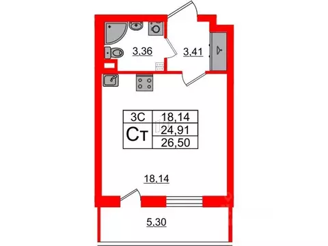 Студия Санкт-Петербург Пулковское ш., 99к4 (24.91 м)