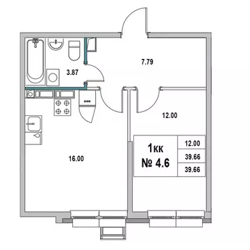 1-к кв. Ленинградская область, Выборг ул. 2-я Южная, 4 (39.66 м)