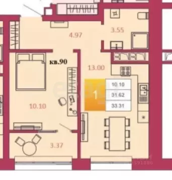 1-к кв. Тульская область, Тула ш. Калужское, 20к2 (35.0 м)