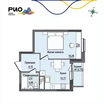 1-к кв. Удмуртия, Ижевск Воткинский жилрайон, Рио жилой комплекс, 2 ...
