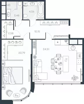 1-к кв. Санкт-Петербург Гавань тер.,  (68.07 м)