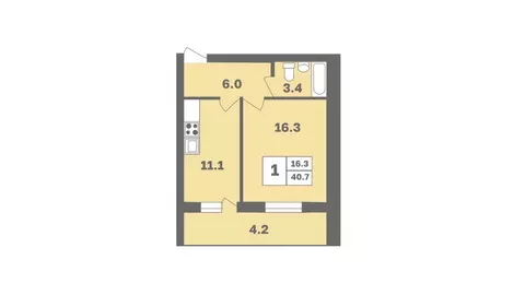 1-к кв. Башкортостан, Уфа Дагестанская ул., лит12 (40.7 м)