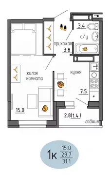 1-к кв. Пермский край, Пермь Ижевская ул., 38 (31.1 м)