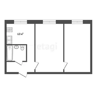 2-комнатная квартира: Камышлов, улица Строителей, 36 (39.7 м)