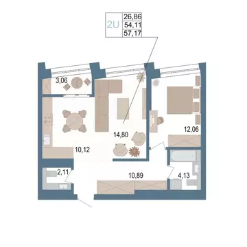 2-к кв. Башкортостан, Уфа ул. Пархоменко, 156Е (55.5 м)