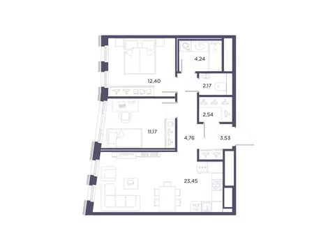 2-комнатная квартира: Санкт-Петербург, Лисичанская улица, 22 (64.26 м)