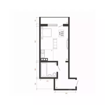 1-к кв. Иркутская область, Иркутск Свои Вместе жилой комплекс (34.4 м)