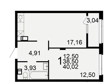 1-к кв. Тульская область, Тула Флагман жилой комплекс (40.02 м)