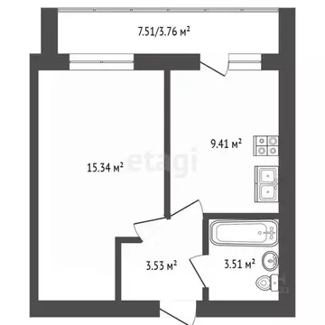 1-к кв. Марий Эл, Йошкар-Ола ул. Йывана Кырли, 48Б (35.5 м)