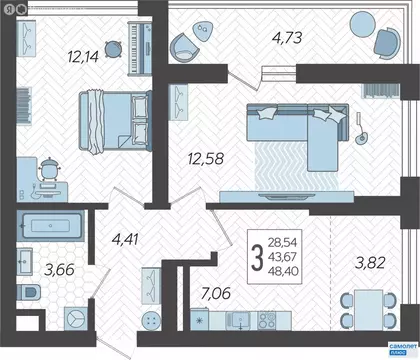 2-комнатная квартира: Сочи, микрорайон Бытха, Ясногорская улица, ...