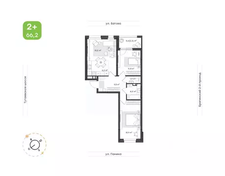 3-к кв. Ярославская область, Ярославль Тутаевское ш., 93Б (66.2 м)
