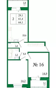 2-к кв. Ленинградская область, Гатчина Красносельское ш., 4Ак1 (64.1 ...
