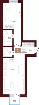 1-к кв. Башкортостан, Иглинский район, с. Акбердино  (44.13 м)