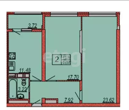 2-комнатная квартира: Анапа, улица Ленина, 173Ак2 (67.66 м)