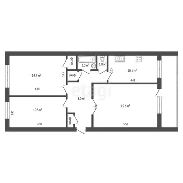 1-комнатная квартира: Восход, Юбилейная улица, 8 (38.5 м)