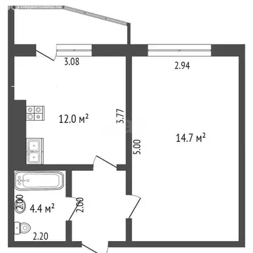 1-комнатная квартира: Анапа, улица Ленина, 180к1 (38.7 м)