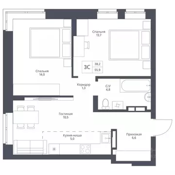3-к кв. Новосибирская область, Новосибирский район, Барышевский ...