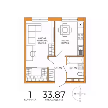1-к кв. Пензенская область, Пенза ул. Яшиной, 14 (33.87 м)