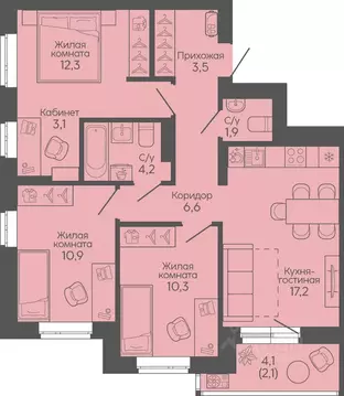 3-к кв. Волгоградская область, Волгоград Трехгорная ул., 27 (72.1 м)