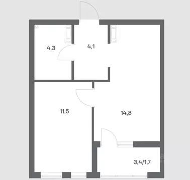 1-к кв. Калининградская область, Калининград ул. Юрия Гагарина, 30 ...