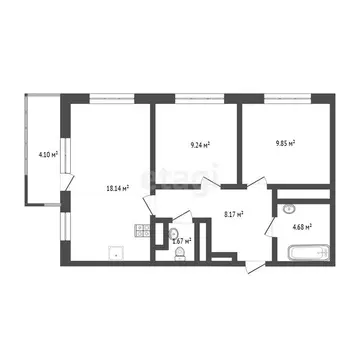2-комнатная квартира: Тюмень, улица Фармана Салманова, 23 (53.8 м)
